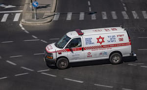 Magen David Adom ambulance at the scene