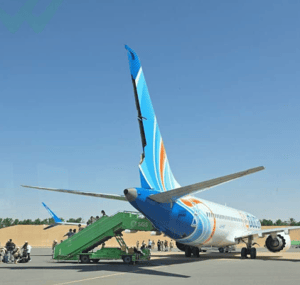 Damaged tail of FlyDubai plane