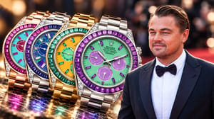 Leonardo DiCaprio alongside the watches from the auction