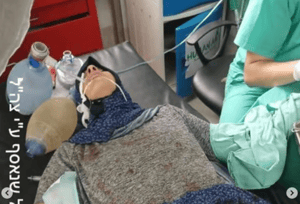 Emily Damari in the operating room at Shifa Hospital