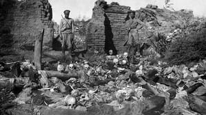 Russian soldiers photographed in the Armenian village of Sheykhalan, also known as Sheykhsalan, during the Armenian Genocide.