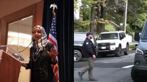 Right, from the FBI search; left, Rep. Ilhan Omar