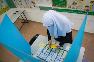 A voter at the ballot box | Illustration