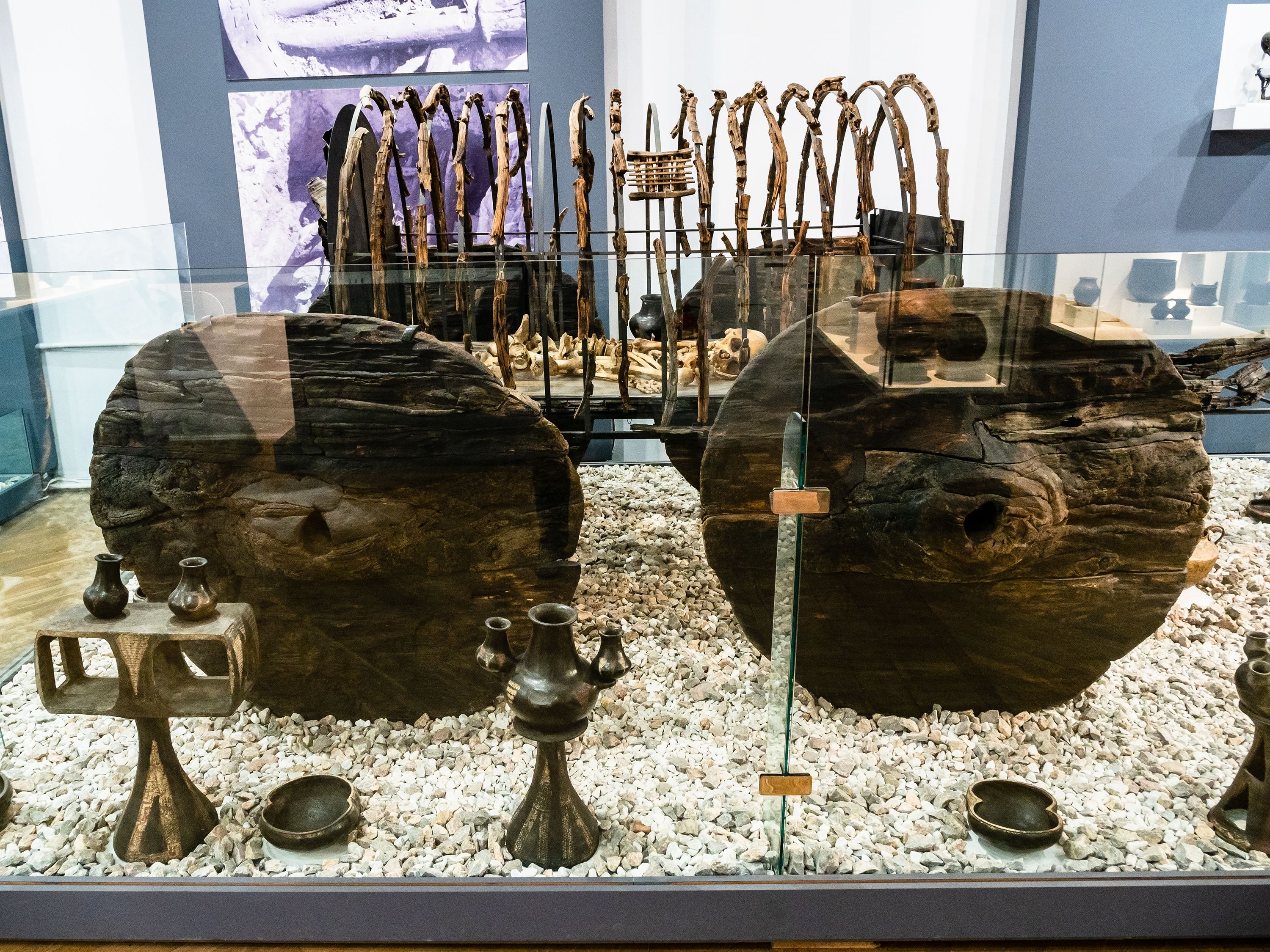 The covered chariots in the museum in Armenia