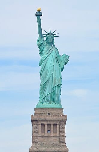 Front view of the Statue of Liberty