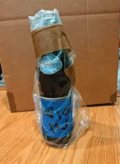 The bottle found in his home