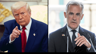 Canadian Prime Minister Mark Carney (right) and US President Donald Trump