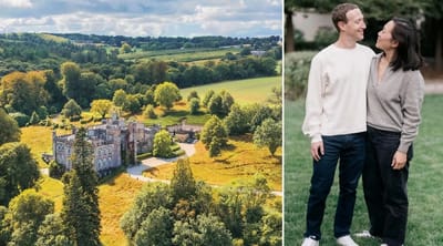 Zuckerberg and his wife alongside the castle