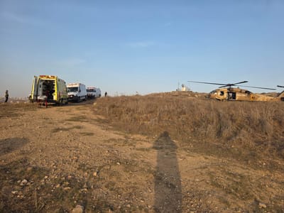 The helicopter at the scene, today