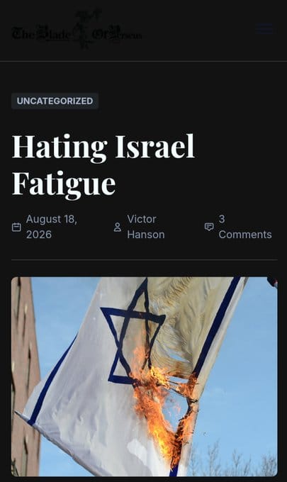 The article by Victor Davis Hanson in "American Greatness"