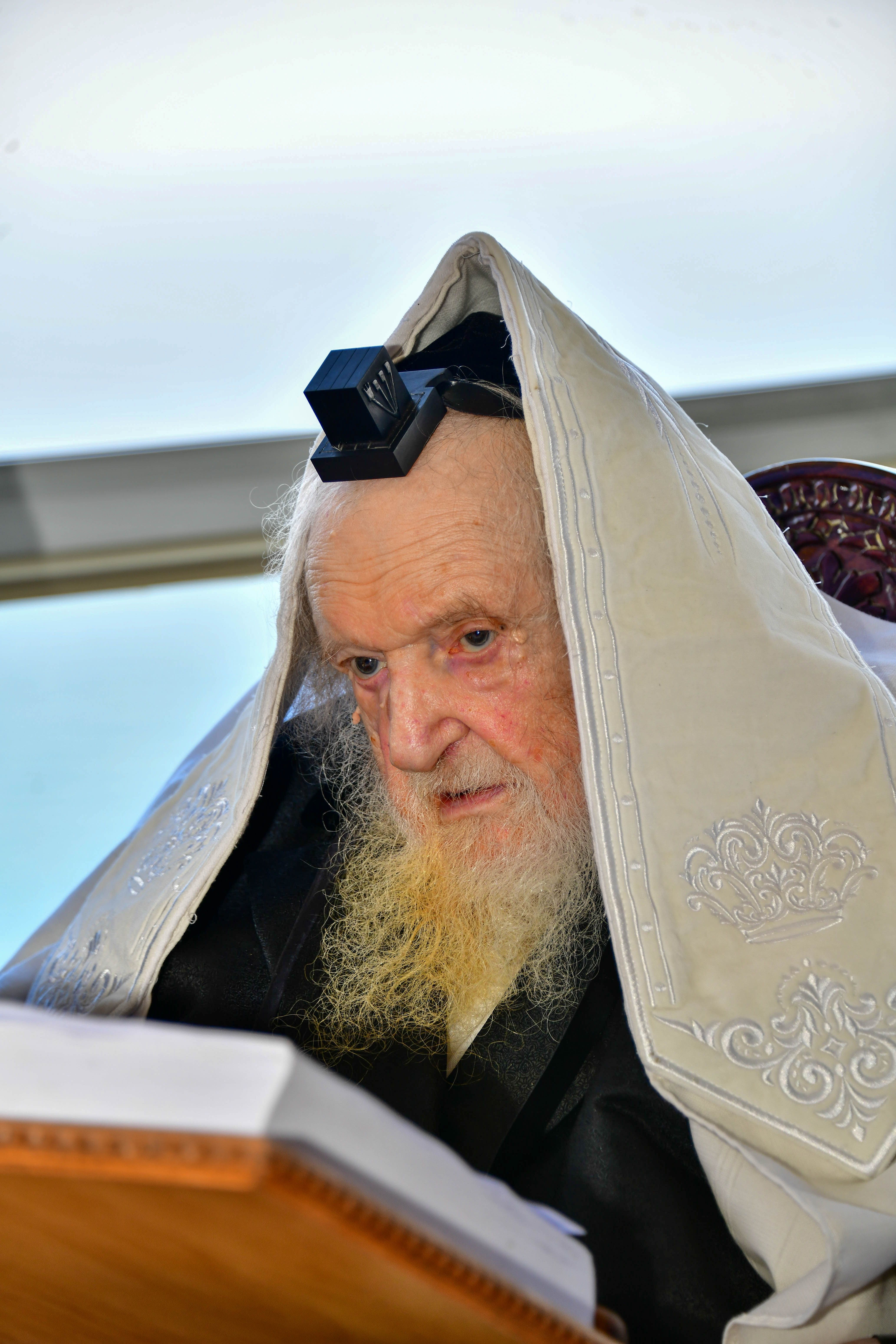 HaRav Moshe Sternbuch shlita davening Shacharis in Netanya