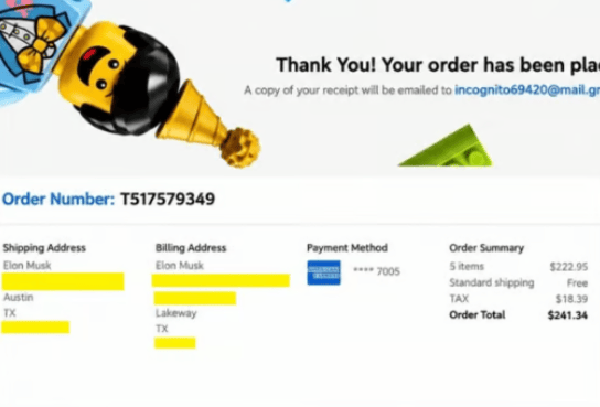 Screenshot of the order that exposed the billionaire's details