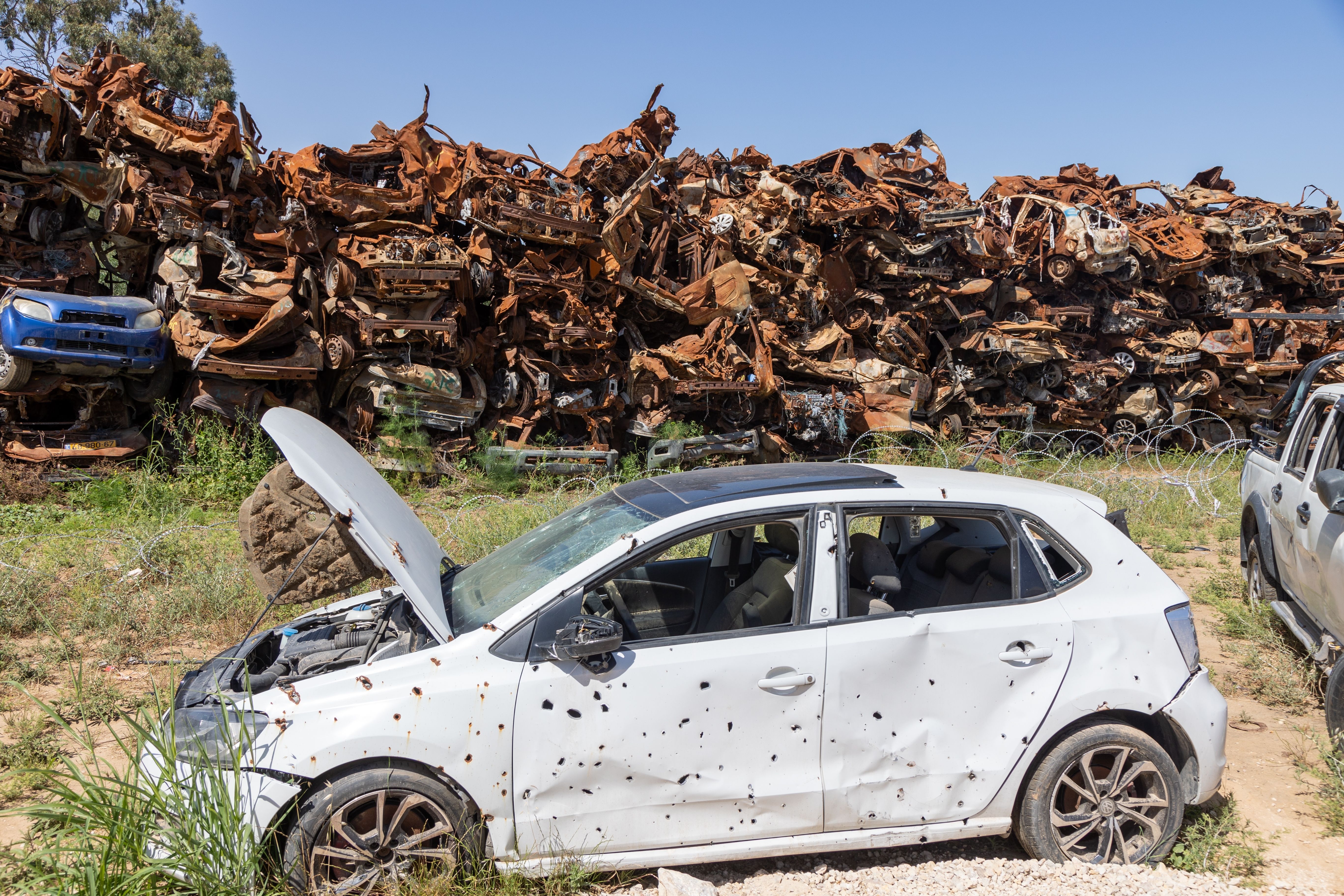Cars remaining after the attack on October 7th by Hamas.