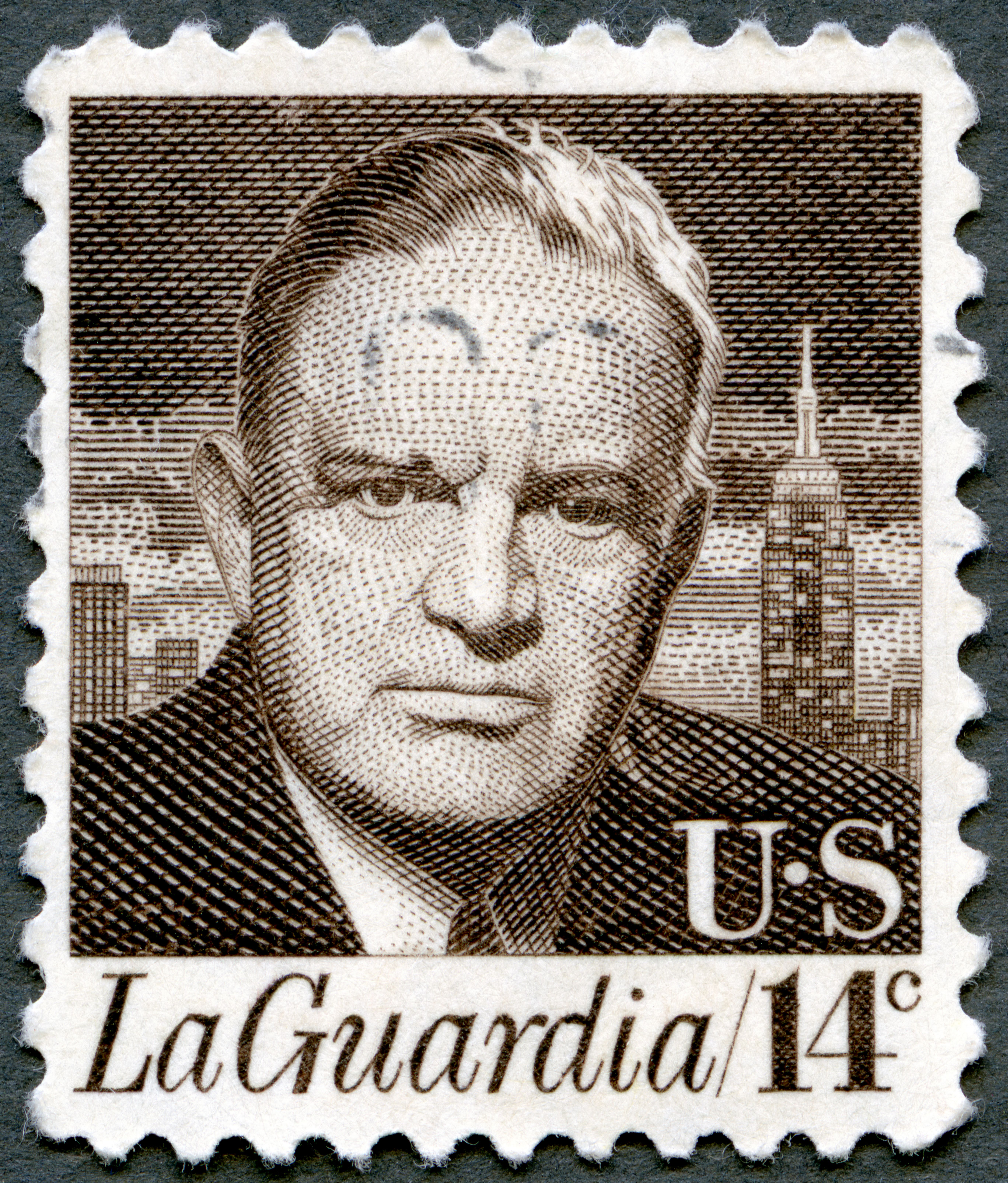 USA - CIRCA 1972: A stamp printed in USA shows portrait of Fiorello Henry LaGuardia (1882Ã?Â¢??1947), circa 1972
