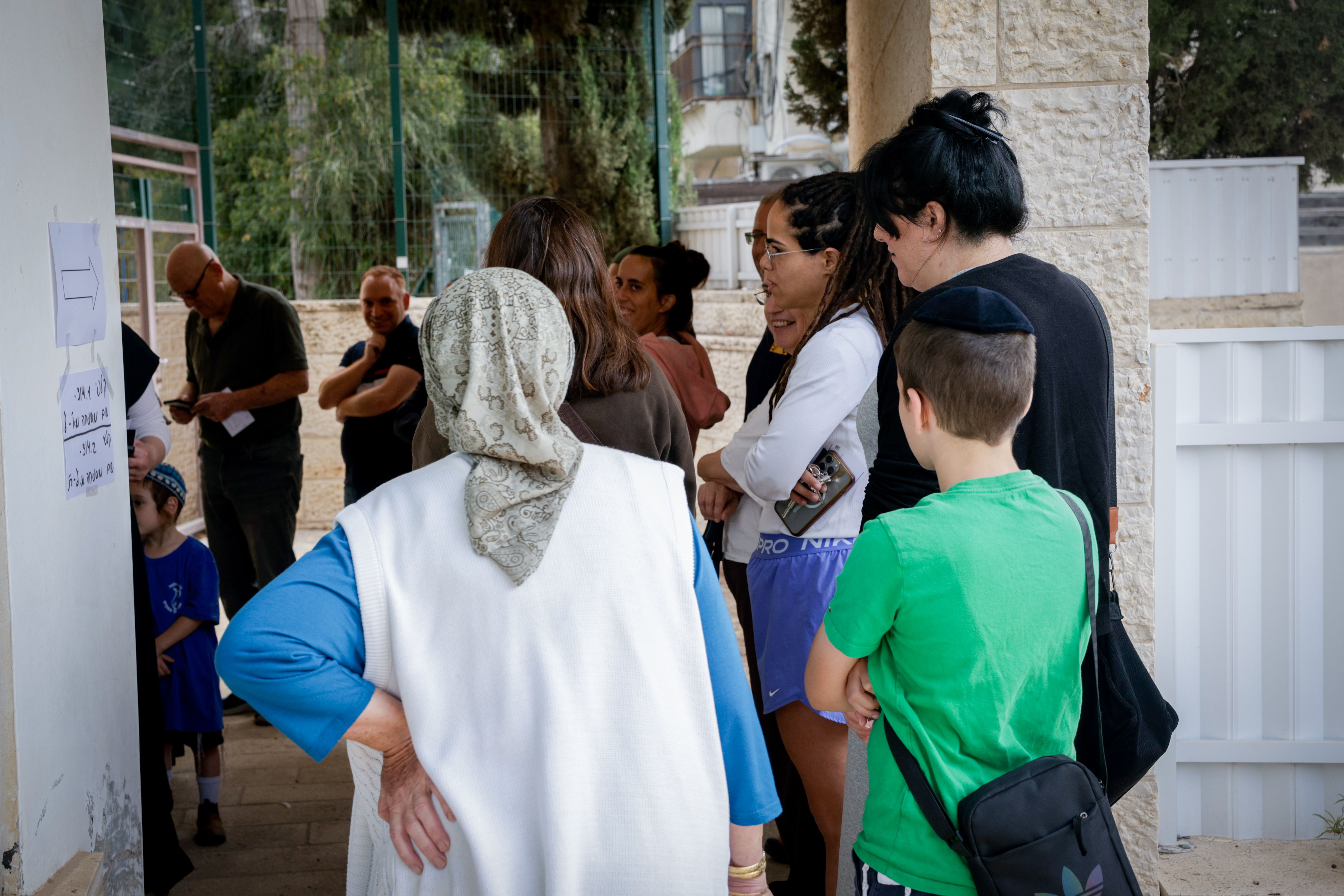 Queue at a polling station entrance