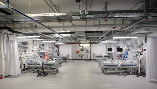 A garage hospital. Illustration.