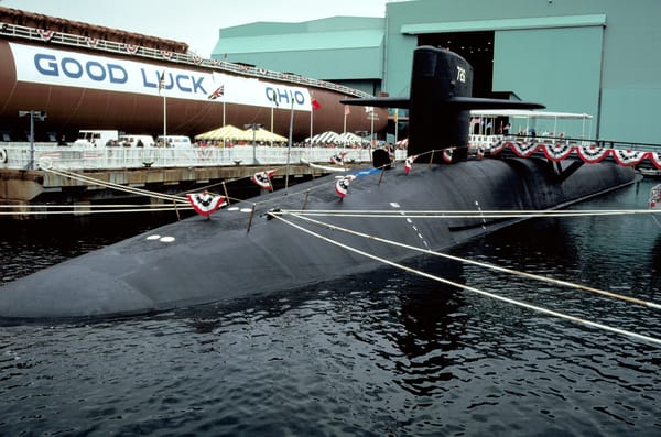 An Ohio-class submarine at its launch ceremony.