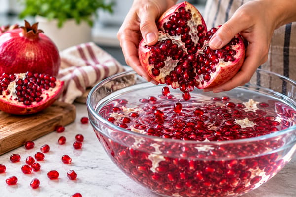 Peeling a pomegranate