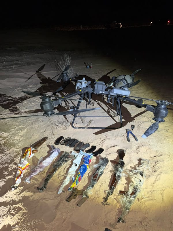 The intercepted drone on the ground
