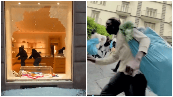 Milan Riots: Looters Flee Police with Massive Bags of Stolen Goods 
