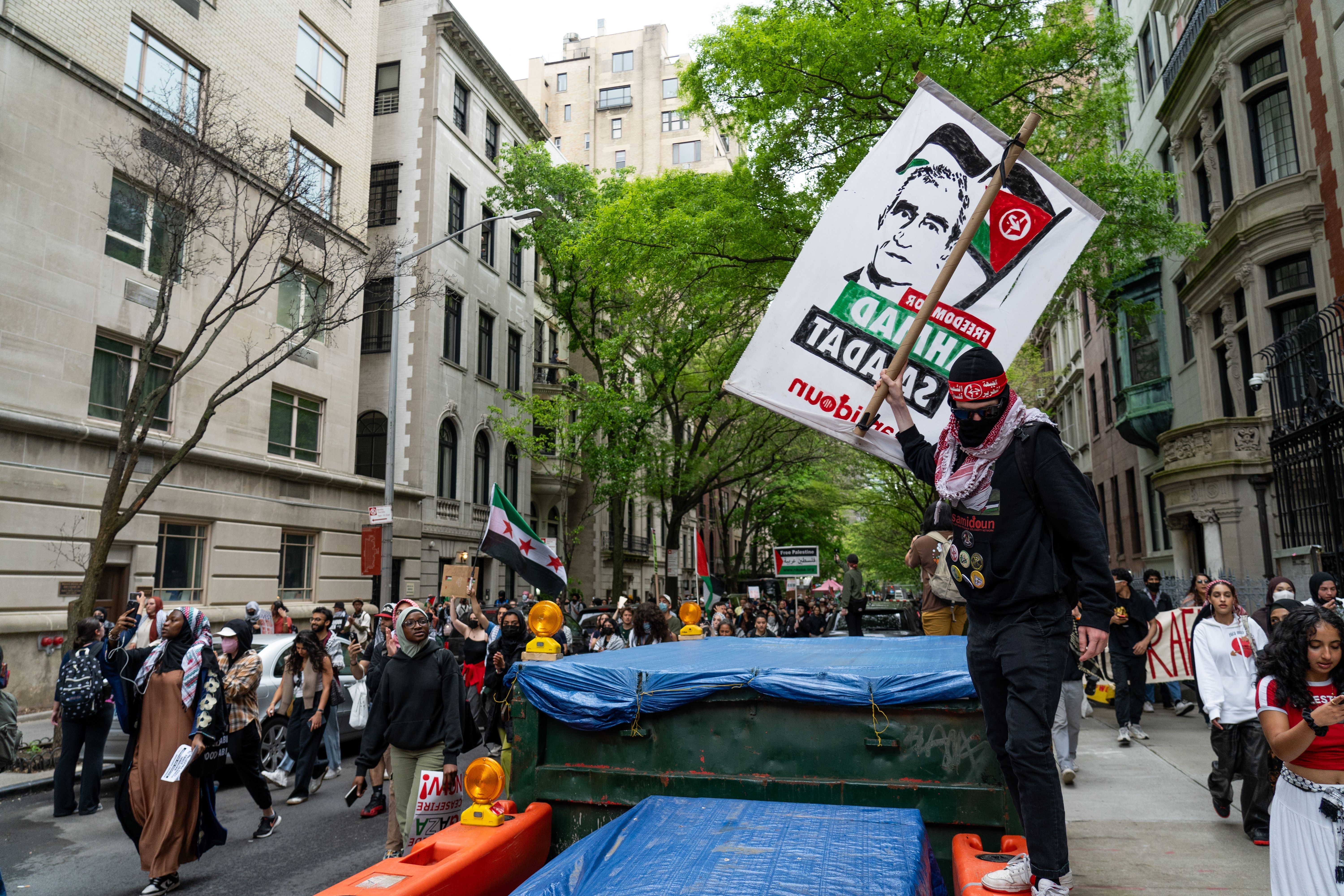 Pro-Palestinian protestors near the Met Gala