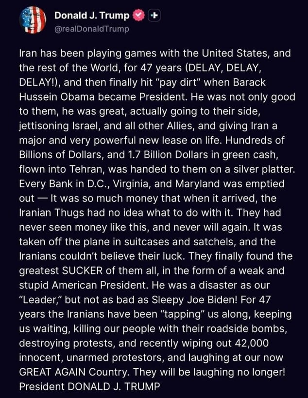 Trumps post from X