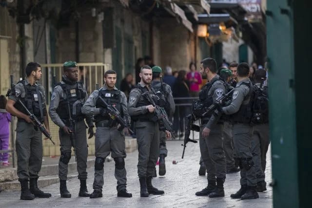 Border Police officers in the Old City, illustration