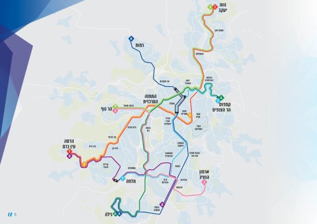 Jerusalems future light rail map