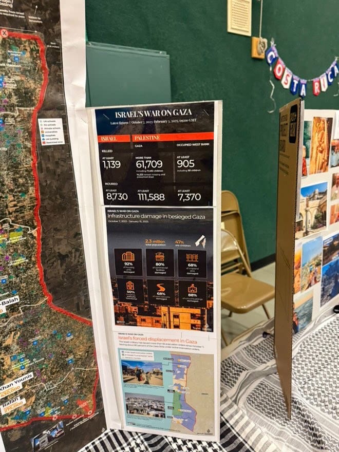 The anti-Israel, pro-Hamas propaganda display 