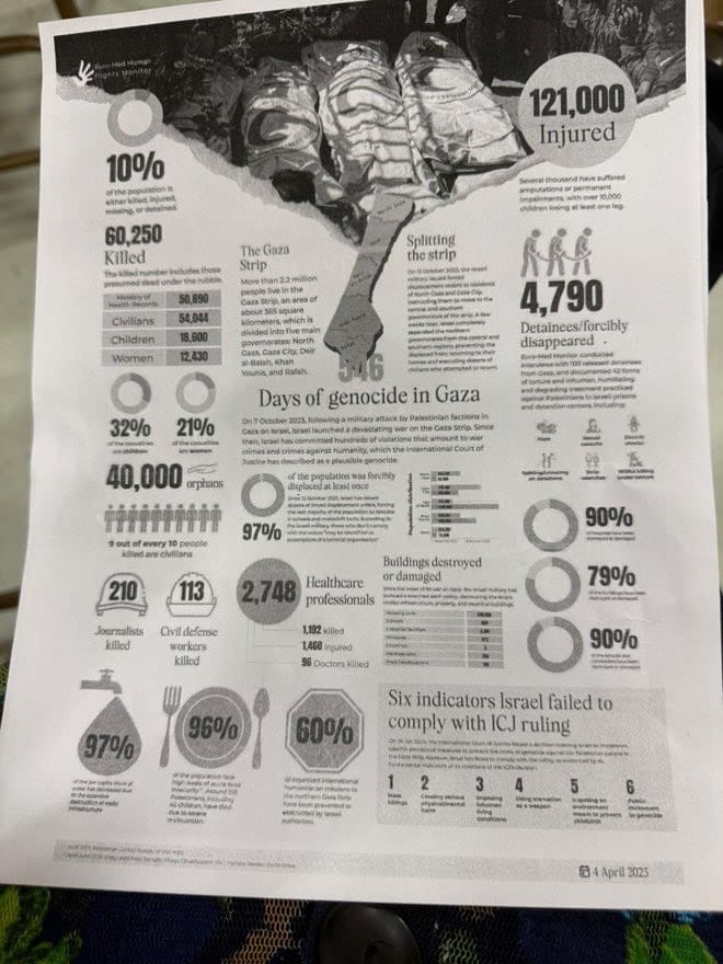 The anti-Israel, pro-Hamas propaganda display 