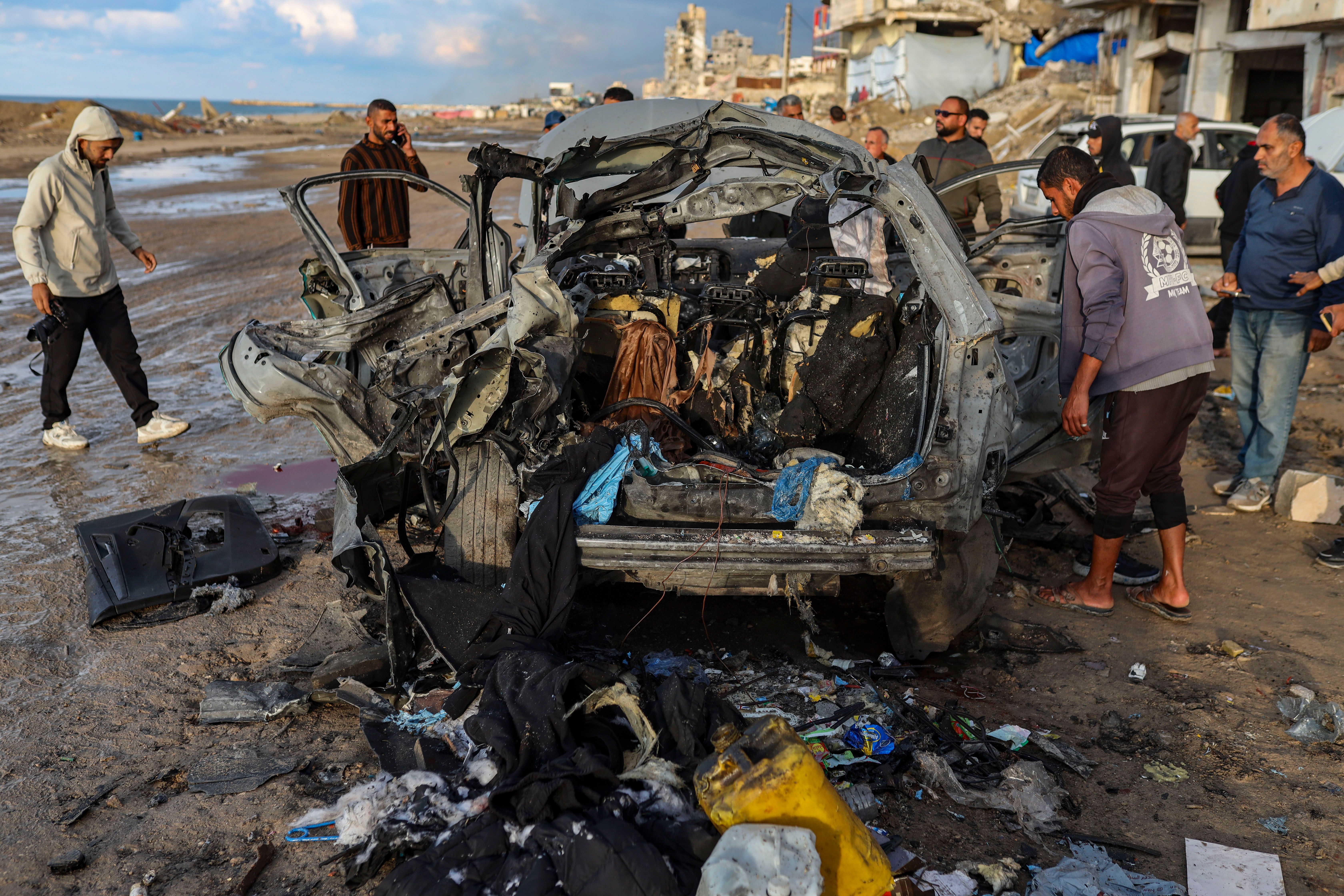 Saad's car after it was hit by IDF airstrike