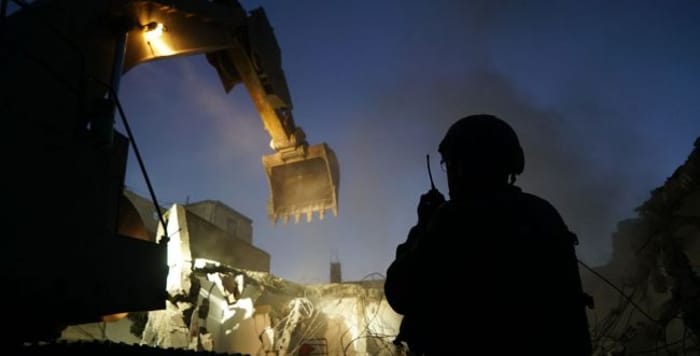 Demolition of terrorist houses, illustration