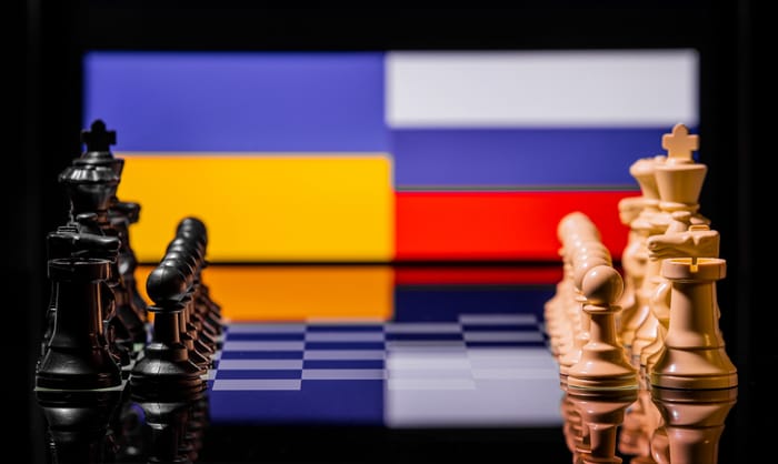 Conceptual image of war between Russia and Ukraine