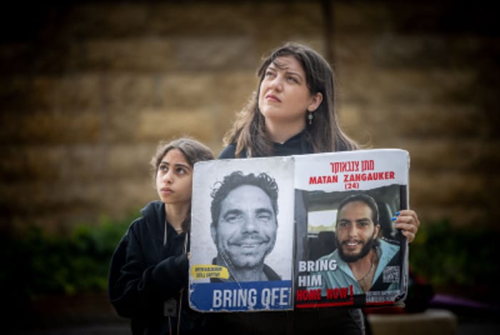 amilies of Israelis held hostage by Hamas terrorists protest, calling for the for the release of Israeli hostages