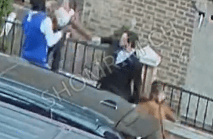 Screenshot of CCTV footage posted by Shomrim CH showing attempted kidnapping 