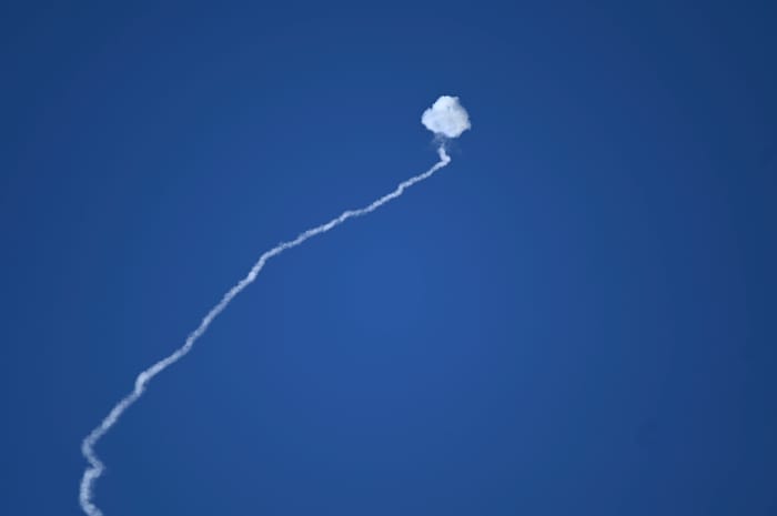 Intercepted rocket. Illustration.