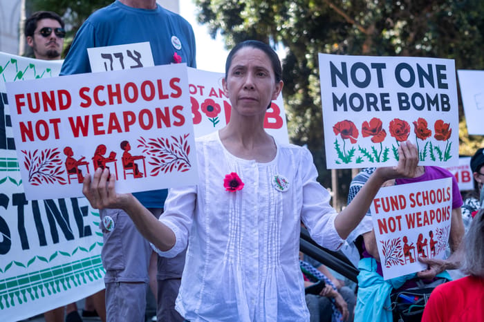 Not Another Bomb: Solidarity Action with Gaza'' rally