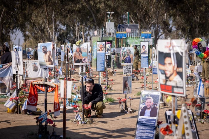 Israeli visit the site of the Nova music festival massacre in southern Israel. January 29, 2025