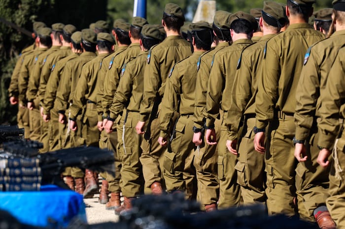 IDF soldiers attend a swearing in ceremony, February 27, 2025