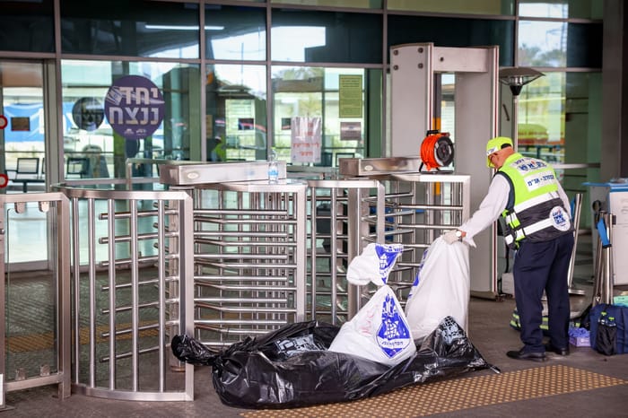 Israeli security forces at the scene of a terror attack in Haifa, March 3, 2025.