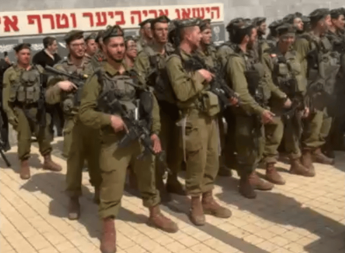 Soldiers completing their beret march.