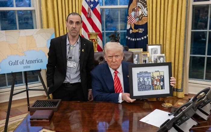 Trump with released hostage Eli Sharabi
