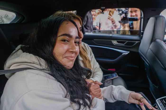 Released hostage Liri Albag returning to her home in Moshav Yarhiv, February 5, 2025. 