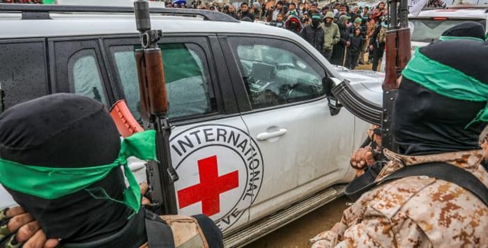 Hamas terrorists and the Red Cross.