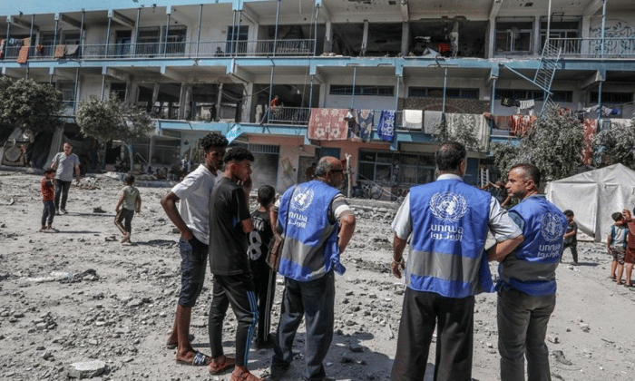 UNWRA center in Gaza destroyed