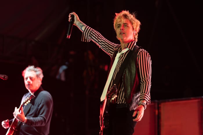 Green Day performing at a concert