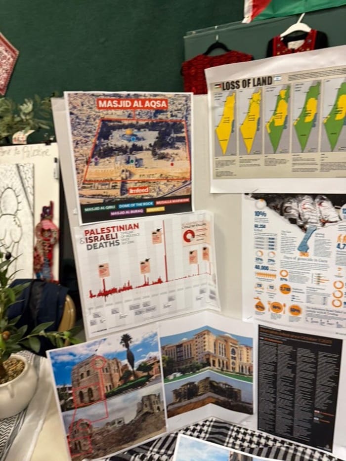 The anti-Israel, pro-Hamas propaganda display