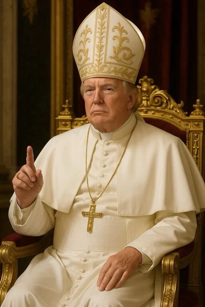 President Trump wearing the Pope's clothes
