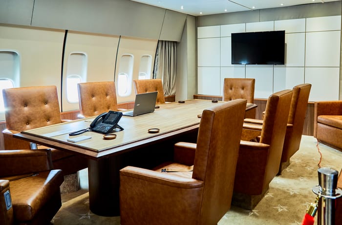  Replica of the conference room in the presidential airplane, Air Force One at National Harbor