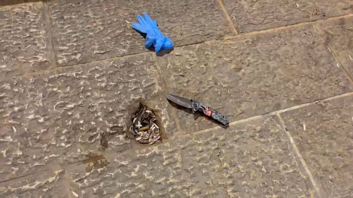 Knife used in stabbing attack.